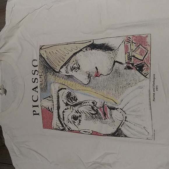 Vintage picasso "piarrot and harlequin 1971" t-shirt - Picture 1 of 3